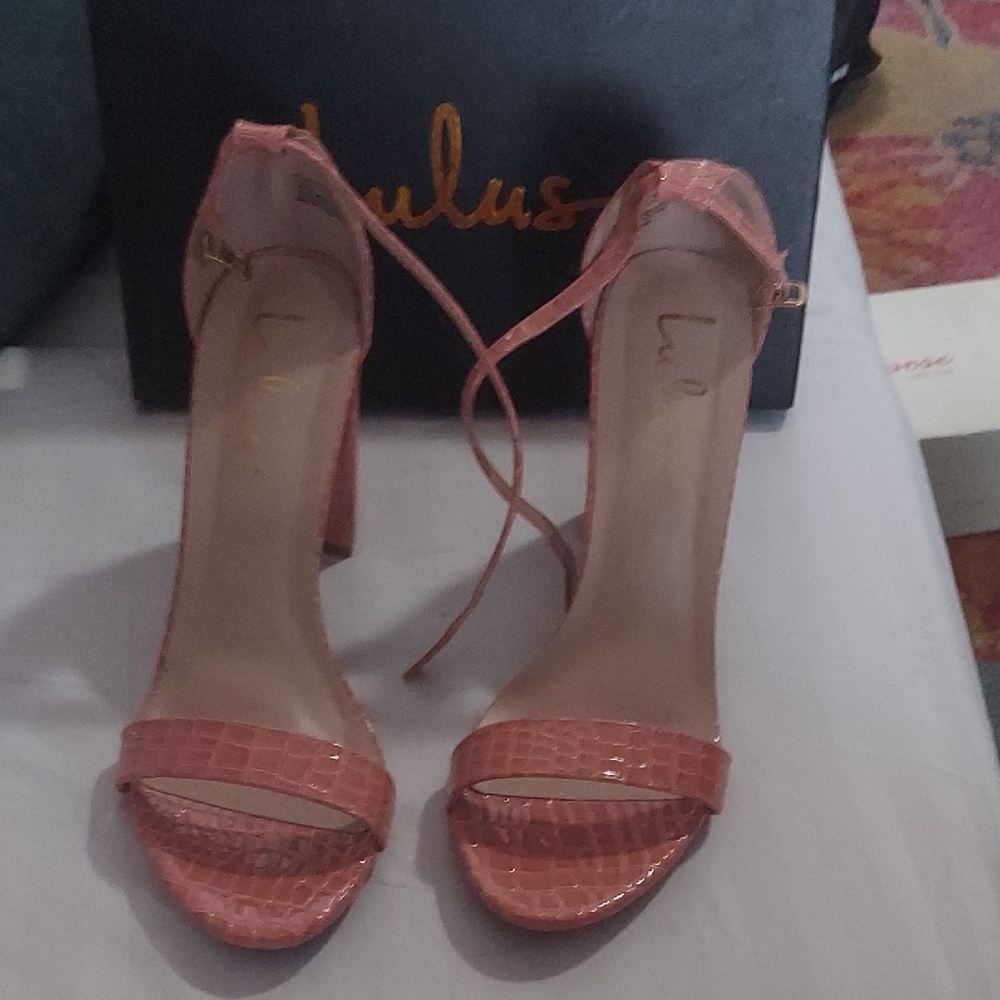 Lulu's Pink Stiletto Heels with Ankle Strap